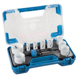 Sutton 11 Piece Holesaw Set with tough Bi-Metal Cobalt HSS for precision drilling in various materials, includes sturdy case.