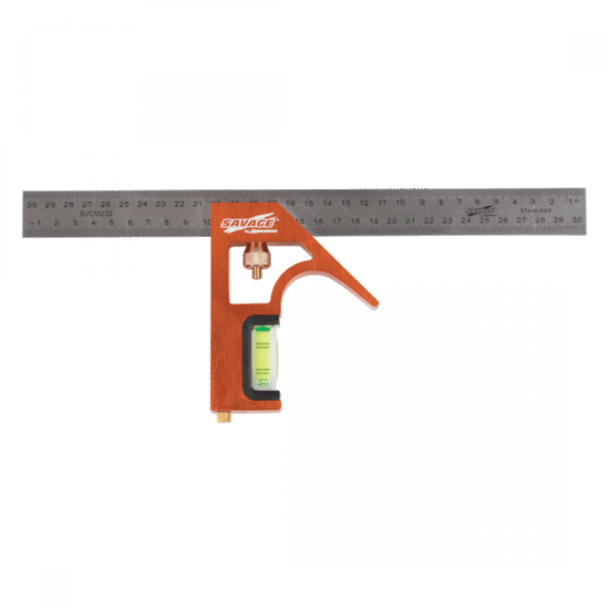 Swanson 300mm Combination Square features a heavy-duty cast iron head for precise measurements in woodworking and construction.