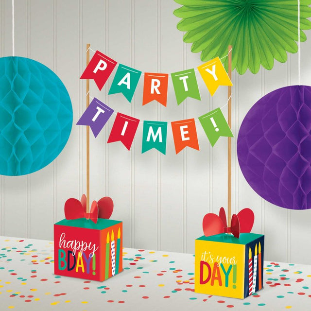 Vibrant 35cm rainbow table centerpiece banner kit, perfect for celebrating any joyful event with colorful decor.