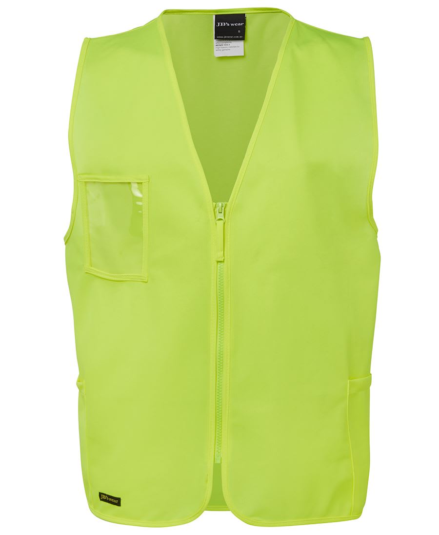 JB's Wear, Hi Vis Zip Safety Vest, 6HVSZ - Lime - 3XL