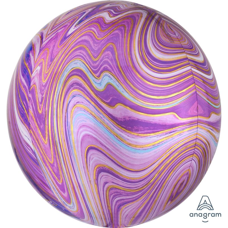 Foil Balloon - Orbz Xl Purple Marblez (40cm)