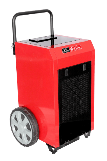 Heavy-duty Remington Power Dehumidifier extracting 90L/day, featuring quiet operation, portable wheels, and automatic humidity control.