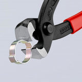 Knipex Ear Clamp Pincer - Top Jaw tool for easy clamp mounting in tight spaces, made from durable forged steel for longevity.