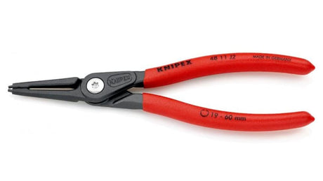 Knipex Precision Internal Circlip Pliers with non-slip handles, 19-60mm size range, chrome vanadium steel, for durable precision work.