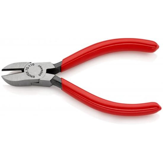 Knipex Diagonal Cutter 110mm features vanadium steel, precision edges, narrow head for tight spaces, and 80g lightweight design.