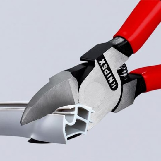 Knipex 160mm diagonal cutters for plastic, featuring flush cutting, vanadium steel, and ergonomic handles for precision tasks.