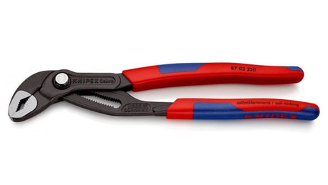 Knipex Cobra 250mm water pump pliers with fine adjustment, self-locking grip, and durable chrome vanadium steel construction.