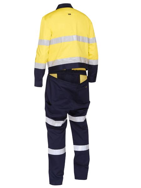 Bisley, Hi Vis Overall with waist zip opening Regular Fit - Yellow/Navy - 112