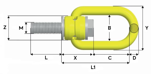 De-Centred Lifting Point 1.80T, M16 Standard Bolt
