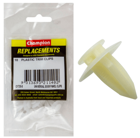 High-quality plastic trim clips (10PK) for securely fastening automotive and home trim without damage. Durable and user-friendly.