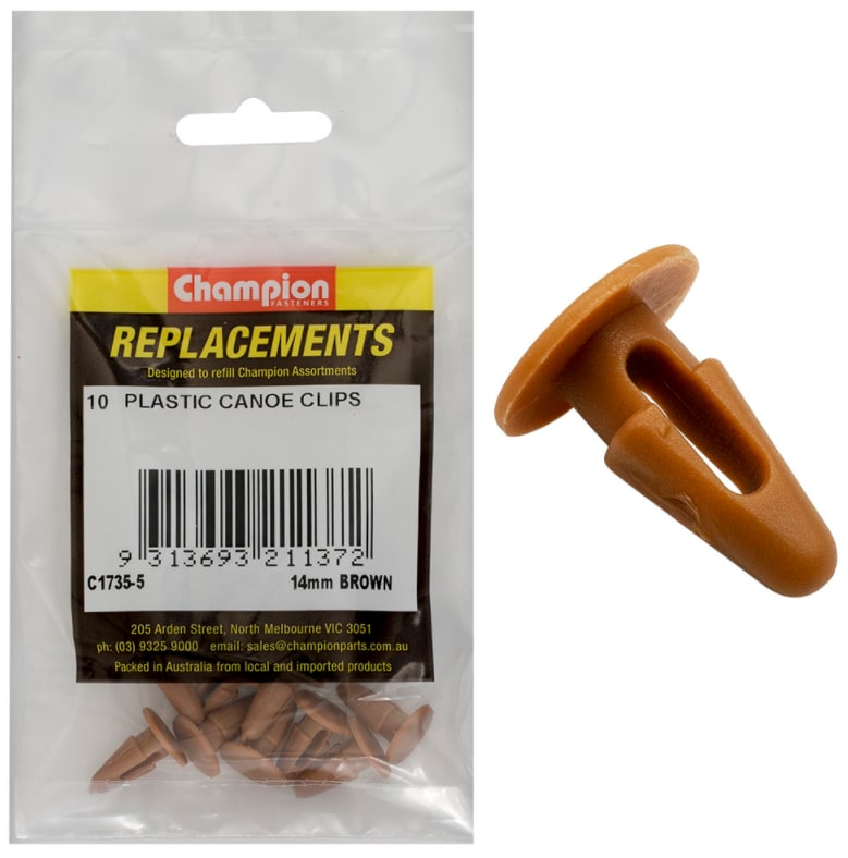 Plastic Canoe Clips 14mm Brown (10PK)