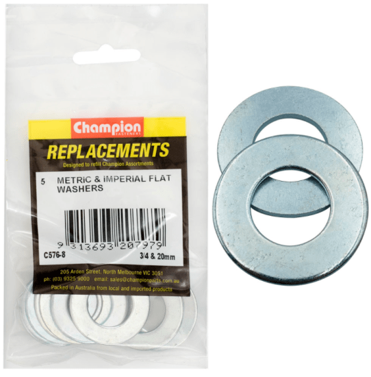 Durable 3/4 & 20MM flat washers in a 10-pack for secure connections in DIY and professional projects.