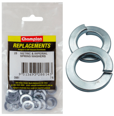 High-quality Metric & Imperial Spring Washers - 25PK for securing bolts, preventing loosening, durable and versatile.