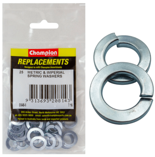 High-quality Metric & Imperial Spring Washers - 25PK for securing bolts, preventing loosening, durable and versatile.