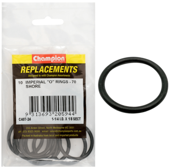 Champion 1-1/4in x 1/8in O-Ring 10 Pack for reliable sealing, perfect for plumbing and machinery maintenance.