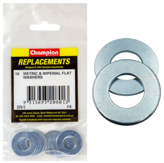 9/16 flat washers in a 10-pack for even load distribution and surface protection, ideal for DIY and professional use.