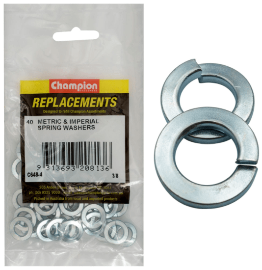 3/8 Metric & Imperial Spring Washers - 40PK, high-quality, durable washers for secure bolted joints in DIY and industrial projects.