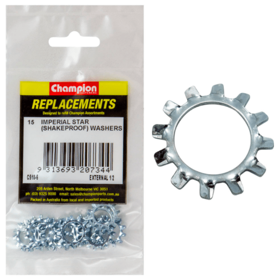 High-quality 1/2 inch star washers in a 15-pack, designed for grip, vibration reduction, and load distribution in DIY projects.