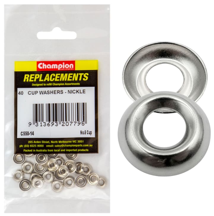 No.6 Cup Washers - Nickle 40PK
