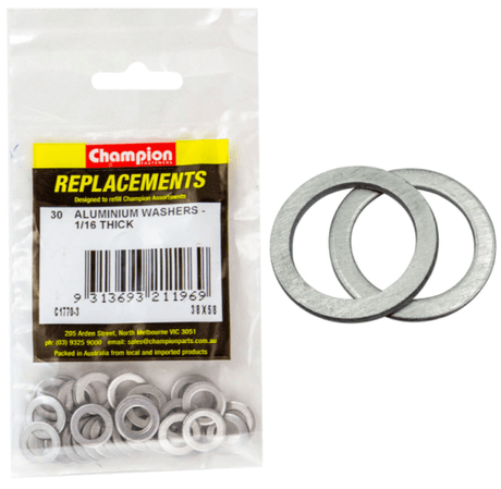 Premium 3/8 X 5/8 aluminum washers in a 30-pack, designed for durability and corrosion resistance in various applications.