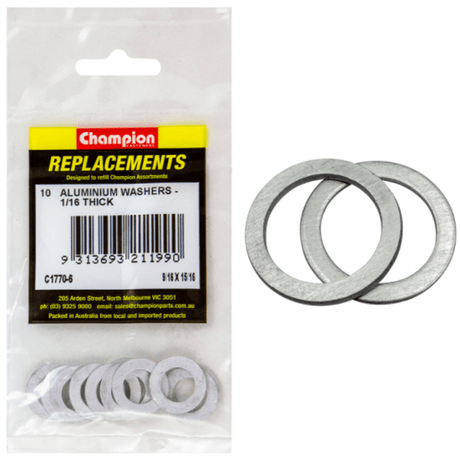 High-quality 9/16 X 15/16 aluminium washers in a 10-pack, ideal for plumbing and automotive projects with superior durability.