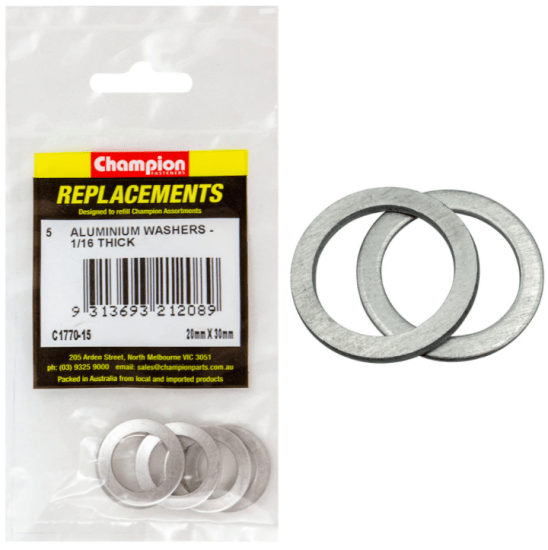 A pack of five 20MM X 30MM aluminum washers for durable, reliable load distribution in various hardware applications.