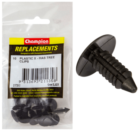 18MM black plastic tree clips in a 10-pack, designed for supporting young trees and plants securely and easily.