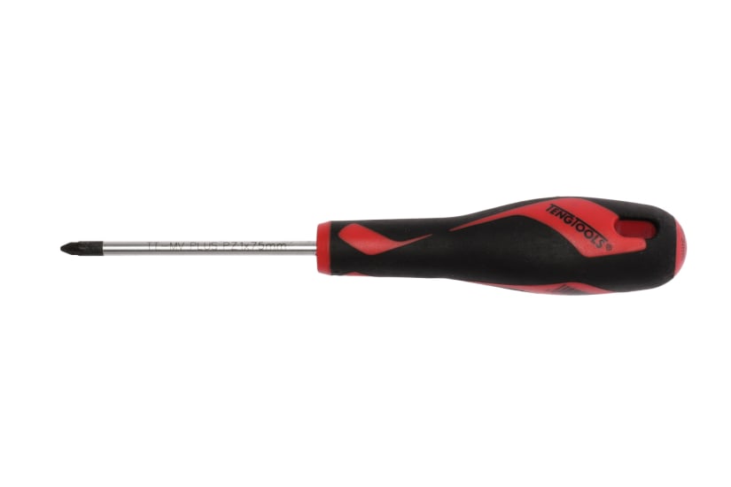 Teng Screwdriver - Pozidriv PZ#1 x 75mm with durable TT-MV PLUS steel, ergonomic handle, and precision black tip.