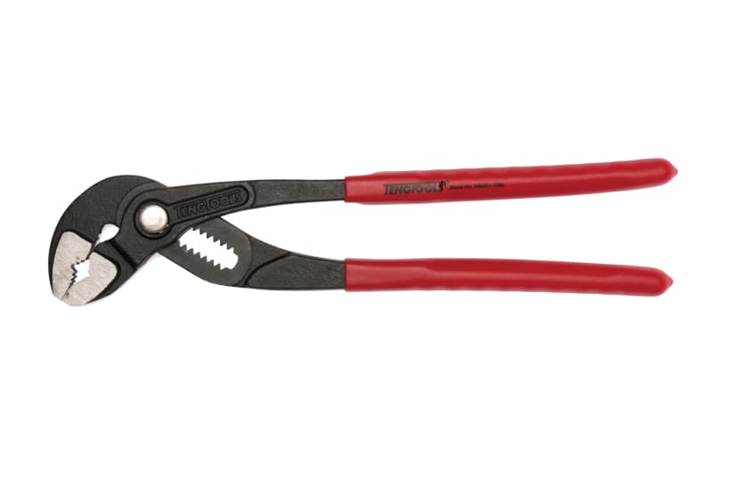 10" Teng 'Quick Action' Water Pump Plier with fast adjustment, serrated jaws, and rubber dipped handles for secure grip.