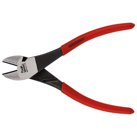 Heavy-duty 7" side cutter with spring return, chrome molybdenum steel, ergonomic grip, cuts various wire types efficiently.