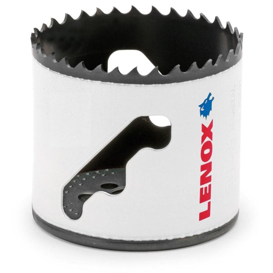 Lenox 60mm Bi-Metal Hole Saw features T3 Bi-Metal technology for durability, fast cutting, and easy plug removal. Perfect for professionals.