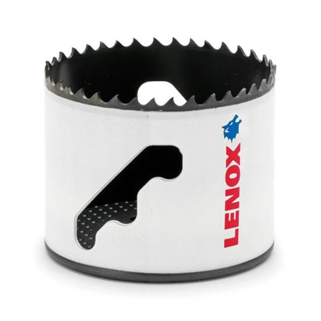 Lenox 64mm Bi-Metal Hole Saw, featuring durable design, optimized teeth for metal and wood cutting, and easy plug removal.