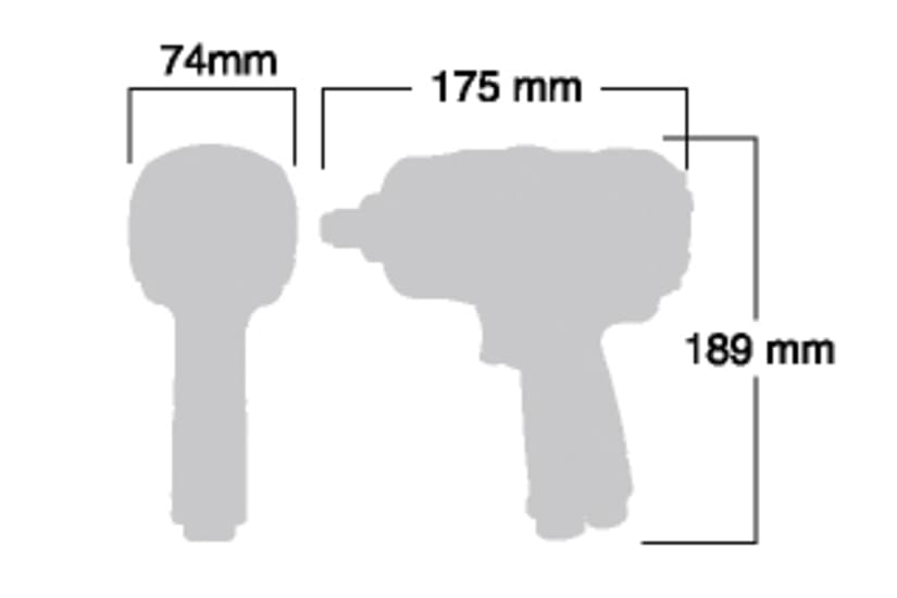 Shinano 1/2" Impact Wrench, lightweight with 850Nm torque, 4-position dial, and integrated muffler for reduced noise.