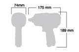 Shinano 1/2" Impact Wrench, lightweight with 850Nm torque, 4-position dial, and integrated muffler for reduced noise.