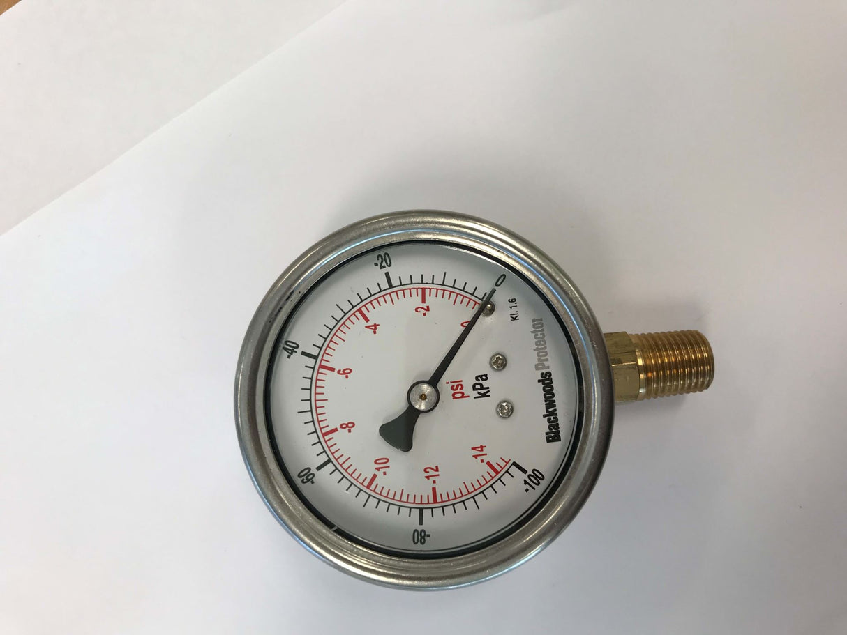 Gauges Pressure SS- 1/4" BSP-Bottom -100/0kPa