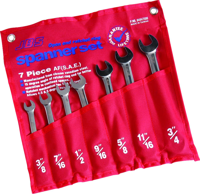 JBS 7 Piece Ratchet ROE Imperial Spanner Set