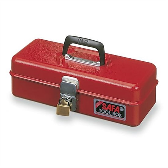 SAFA Heavy Duty Small Tool Box with robust design, lockable catch, and full-length hinge for secure tool storage.