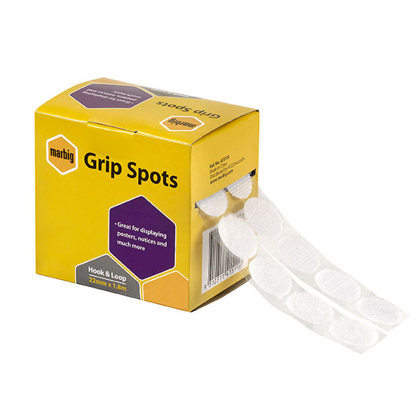 Marbig Grip Spots Hook & Loop 22mm X 1.8m (Box of 78)