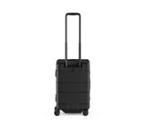 Sleek black Victorinox Lexicon hardside carry-on luggage, featuring aluminum frame, TSA locks, and innovative packing design.