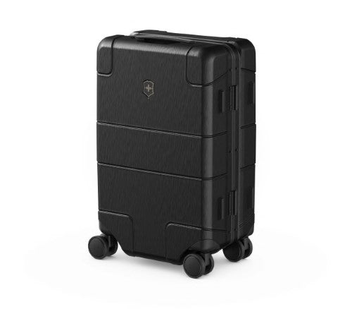 Stylish black Victorinox Lexicon carry-on luggage with aluminum frame, TSA locks, and optimized packing capacity.