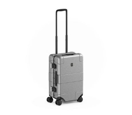 Silver Victorinox Lexicon Framed Carry-On Luggage with aluminum frame, recessed wheels, and TSA locks for secure travel.