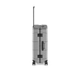 Sleek silver Victorinox Lexicon medium luggage with aluminum frame, TSA locks, and lightweight design for modern travelers.