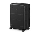 Victorinox Lexicon Framed Large Hardside Luggage in black, featuring TSA locks, aluminum frame, and four dual casters for easy travel.