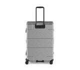 Sleek silver Victorinox Lexicon large hardside suitcase with aluminum frame, TSA locks, and 96L capacity for stylish travel.