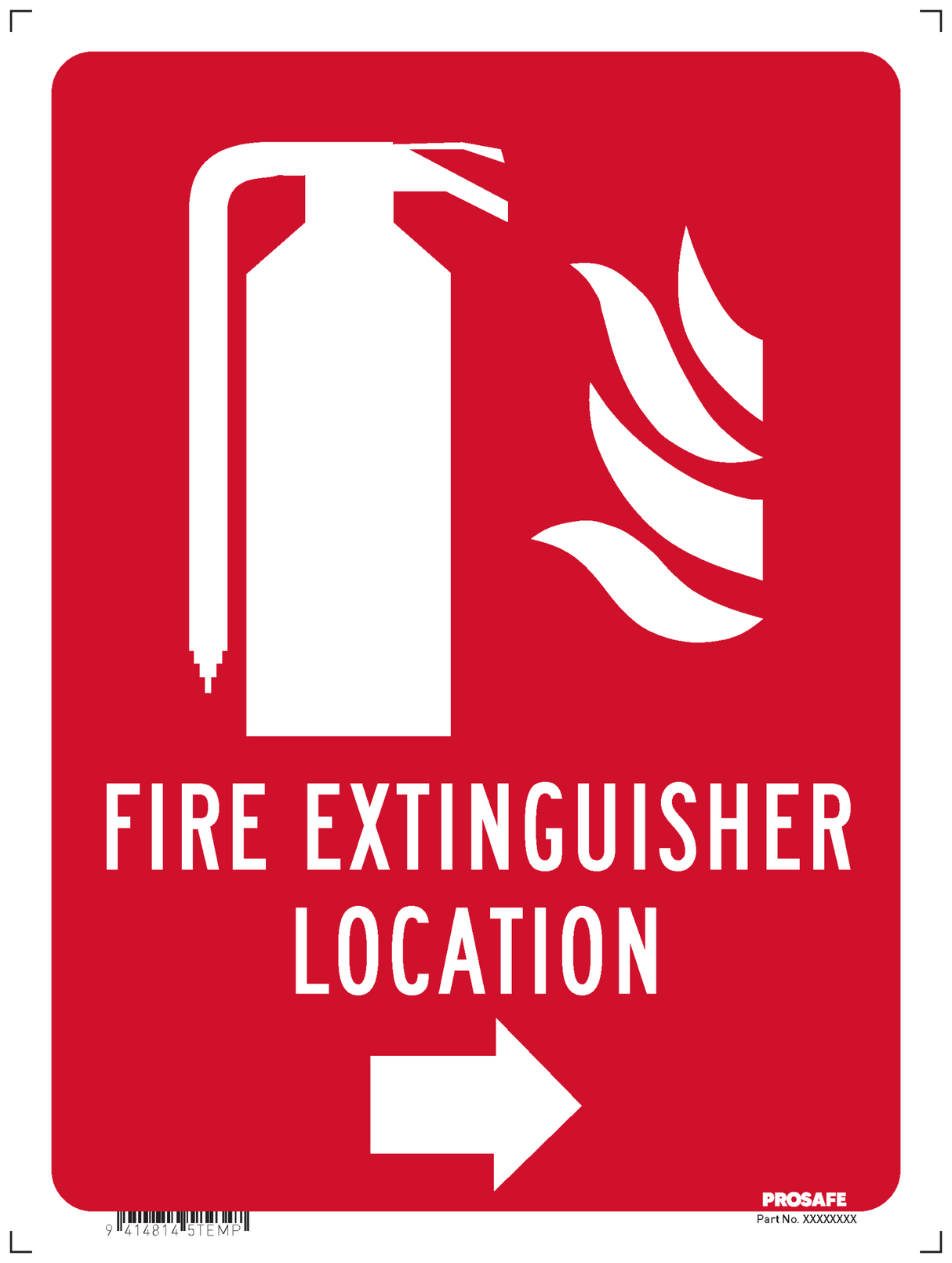 FIRE SIGN | FIRE EXTINGUISHER RIGHT ARROW W180mm x H250mm - Standard
