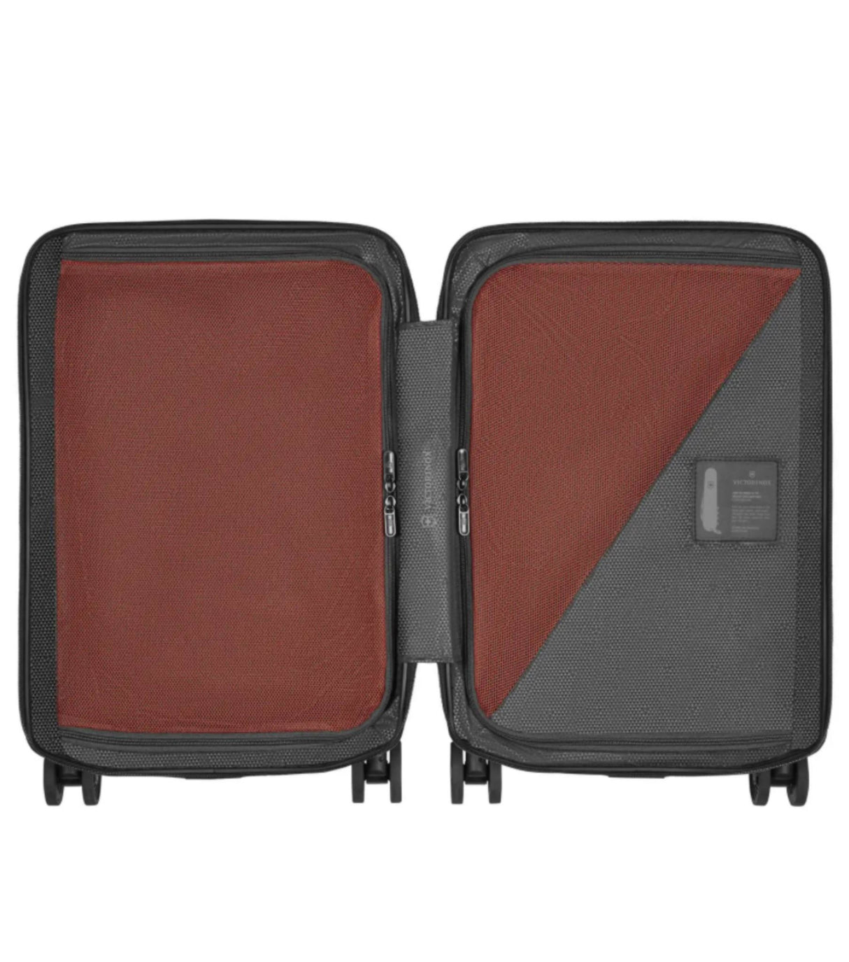 Lightweight red hardside carry-on luggage with butterfly opening, durable polycarbonate, and smooth 360° wheels for easy travel.