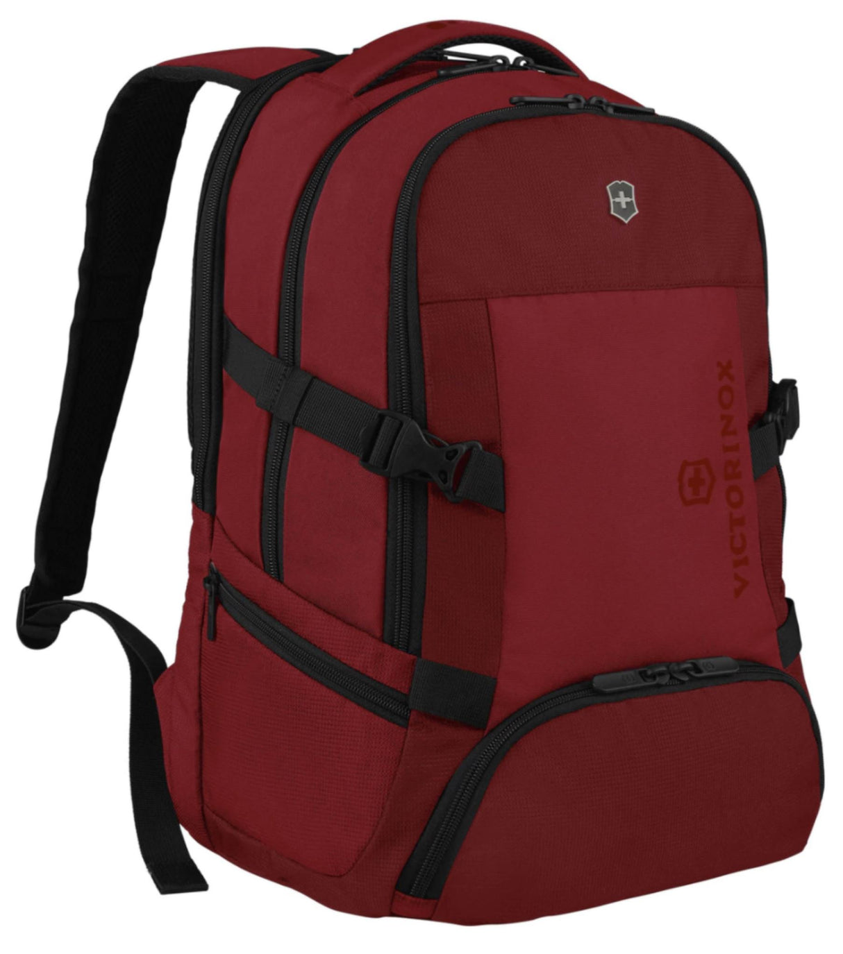 Victorinox VX Sport EVO Deluxe 16" Laptop Backpack in black, featuring padded compartments and multiple pockets for tech organization.