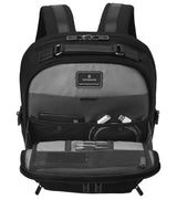 Victorinox Werks Professional Black Backpack, designed for 15.6" laptops, featuring durable CORDURA® fabric and smart organization.