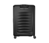 Victorinox Spectra 3.0 Expandable suitcase in black, featuring durable recycled polycarbonate and 40% extra capacity for travel.