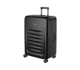 Victorinox Spectra 3.0 Expandable Large Suitcase in black, made from durable recycled polycarbonate, expands for extra packing space.